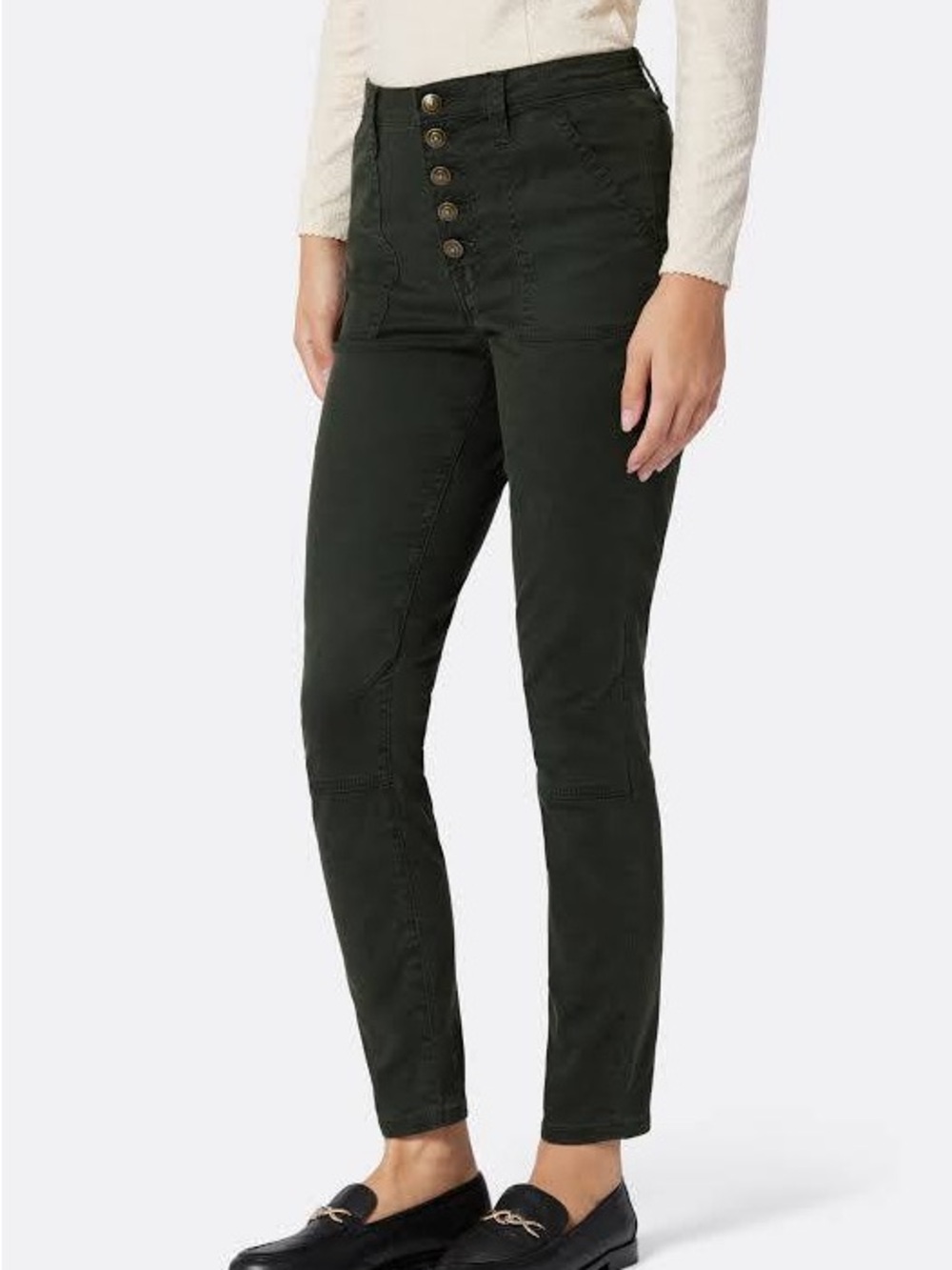 Joie Maxine High-Rise Button-Fly Jeans in Duffle Bag Green